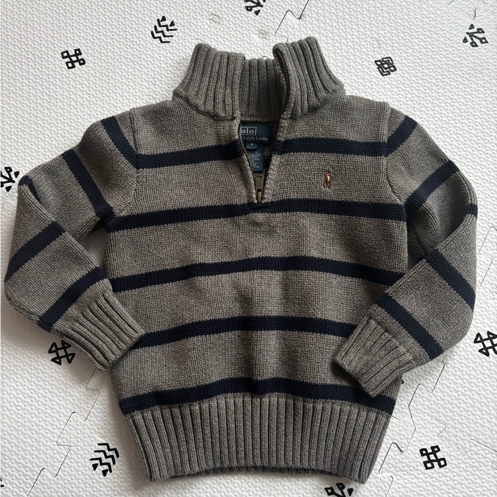 Polo by Ralph Lauren Gray and Navy Striped Kids Sweater